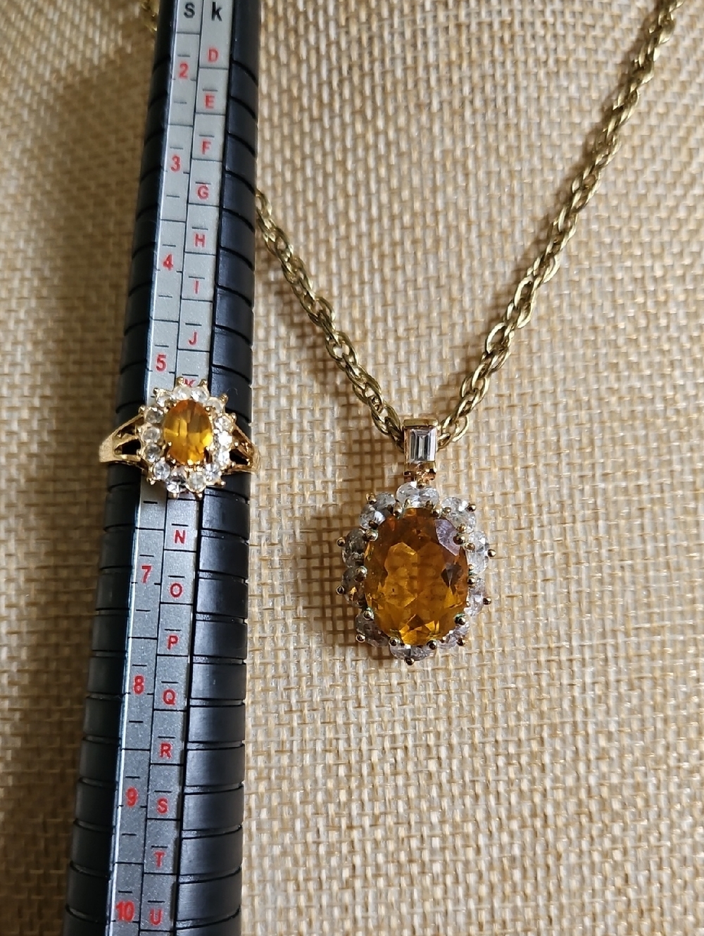 Gold-Tone Halo Pendant Necklace and Ring Set